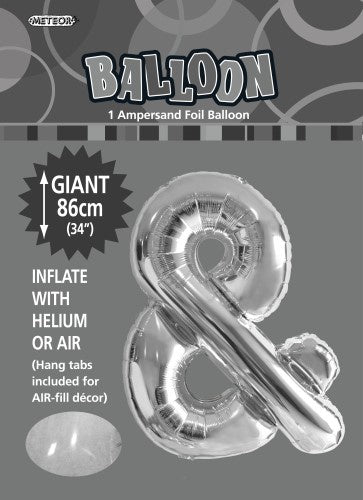 Silver "&" Alphabet Foil Balloon 86cm